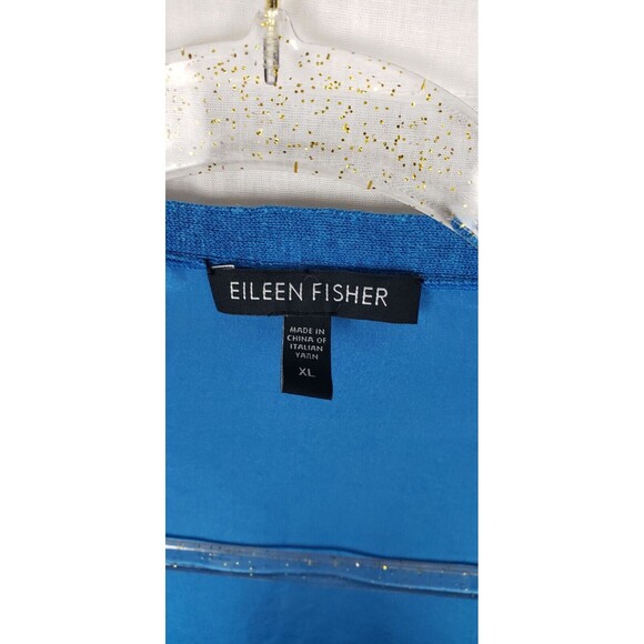 Eileen Fisher Blouse Top XL Linen Silk Turquoise Blue Casual‎ Work Quiet Luxury - Picture 3 of 6